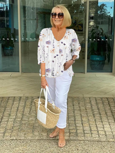 ELODIE - Chemisier fleuri au tombé doux 