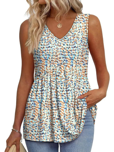 GRETA – Fluffiges v-ausschnitt-ärmelos-top