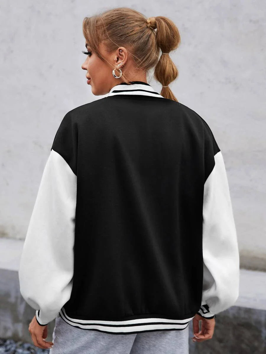 DAISE - Varsity Bomberjacke Damen - Buchstabenprint lässige Jacke