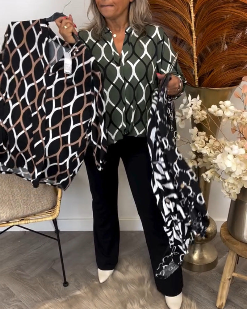 JANNY - Legere Bluse mit langen Ärmeln und elegantem Muster