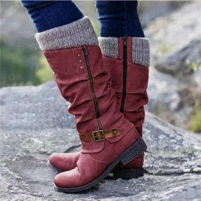AMY - Warm gefütterte Stiefel mit gestricktem Rand