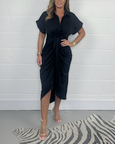 DANIELA - Plissierte Kleid mit Revers