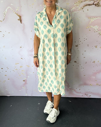 EBBA - Lockere Frühlingskleid mit Reverskragen und kurzen Ärmeln