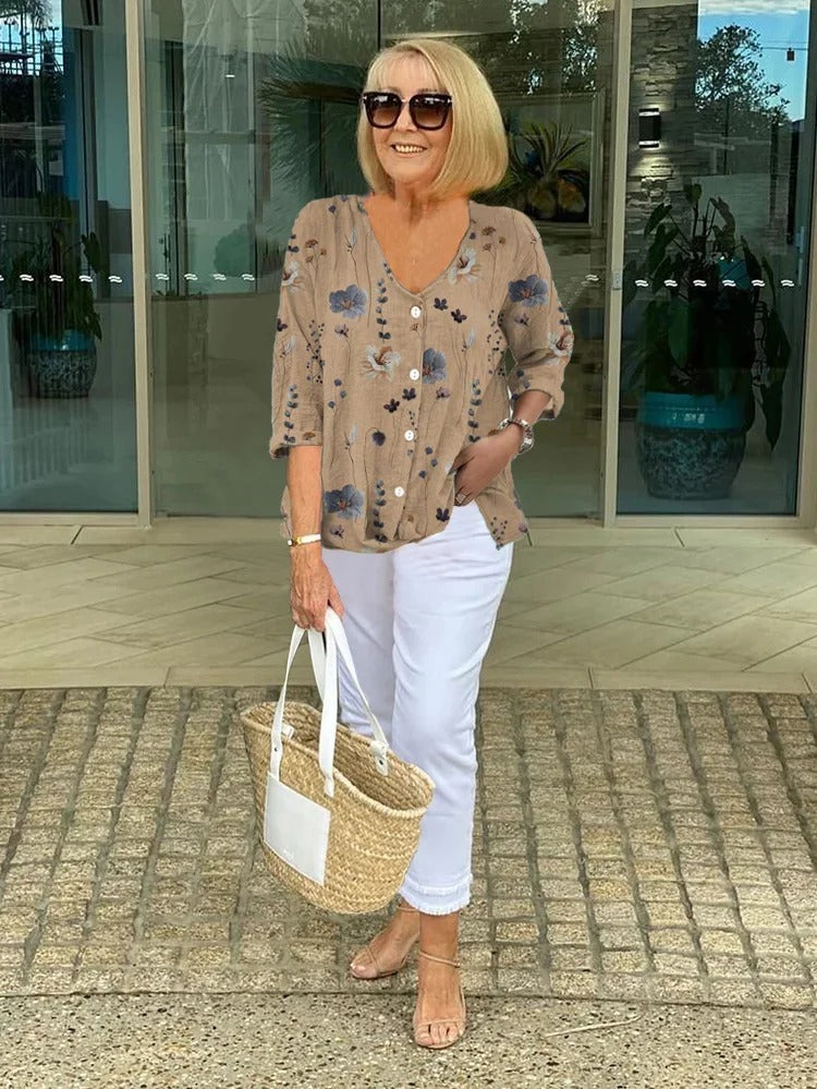 ELODIE - Chemisier fleuri au tombé doux 