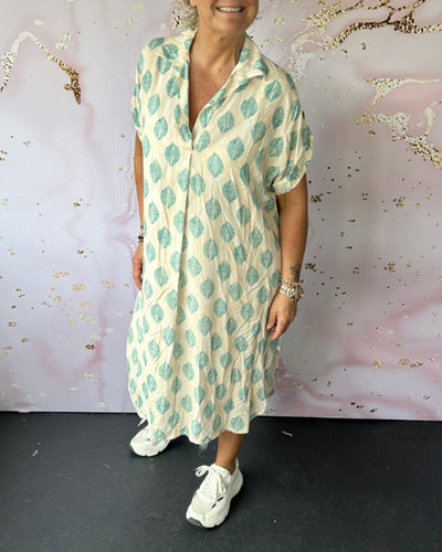 EBBA - Lockere Frühlingskleid mit Reverskragen und kurzen Ärmeln