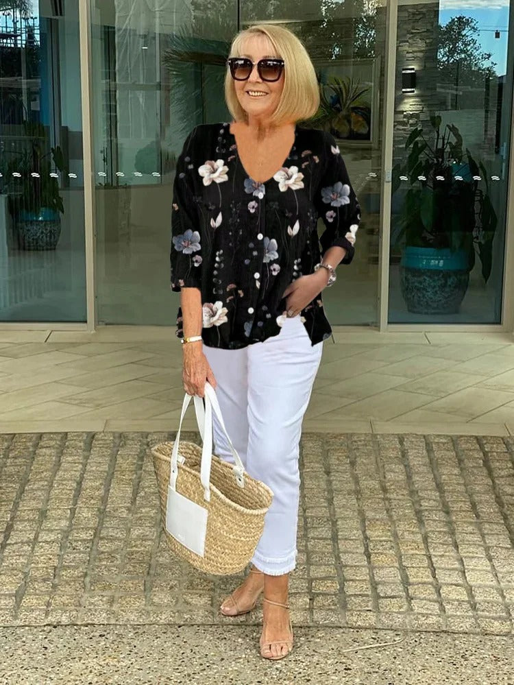 ELODIE - Chemisier fleuri au tombé doux 