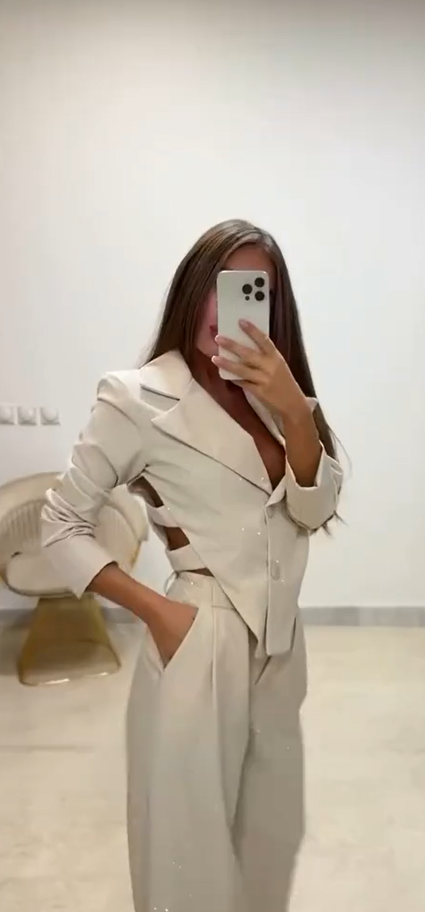 LISE - Strass Unregelmäßiger Blazer Weitbeinige Hose Set