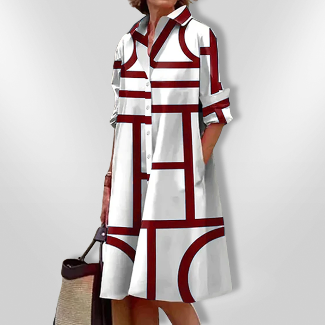 VICKY - Midi-Kleid mit geometrischem Muster