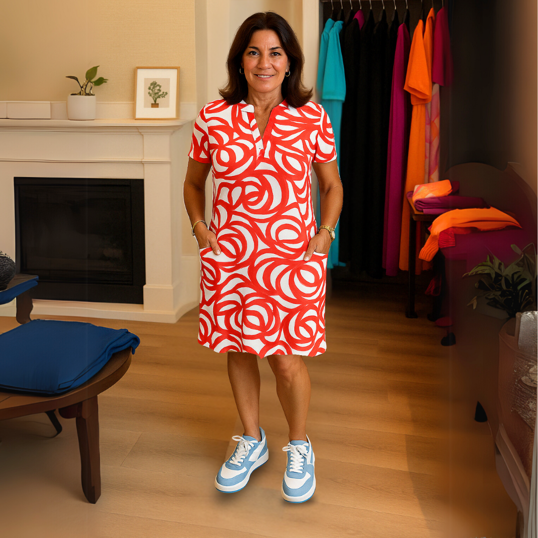 KIRSTEN - Druckkleid mit V-Ausschnitt