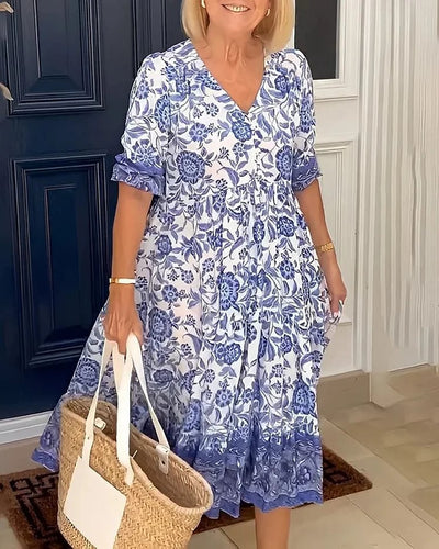 MEIKE - V-Ausschnitt Bohemian Kleid