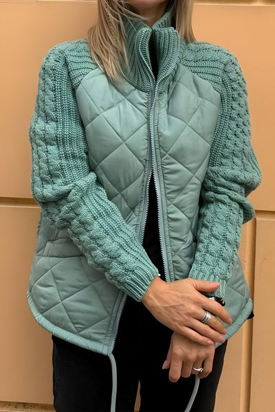 ANIYA - Gestrickte Patchwork-Jacke mit Reißverschluss