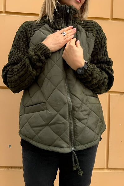 ANIYA - Gestrickte Patchwork-Jacke mit Reißverschluss