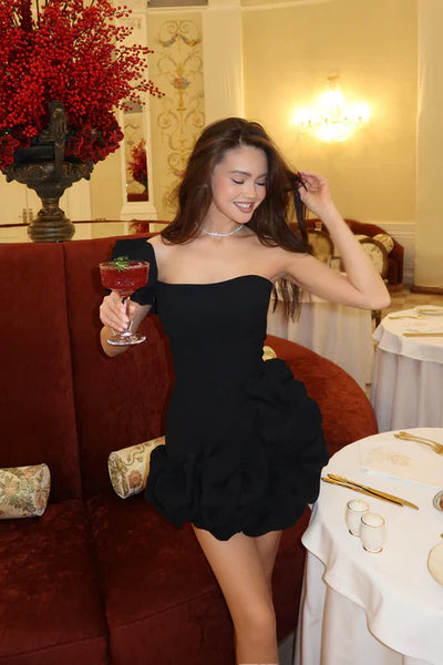 ANITA - Elegantes One-Shoulder Mini-Kleid