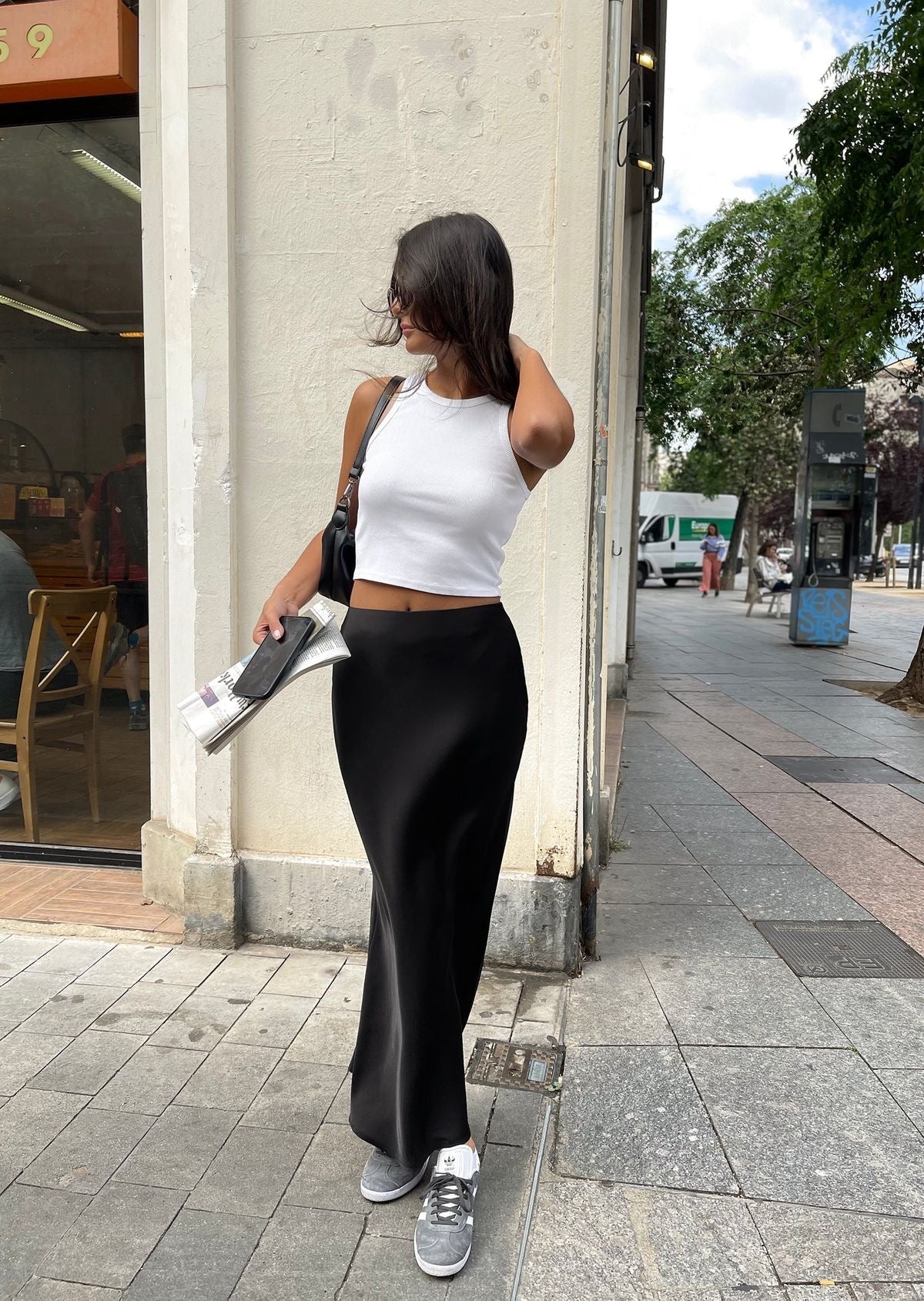 HANNAH - Jupe longue en satin