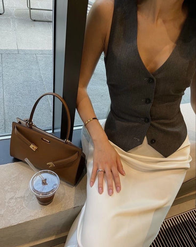 HANNAH - Jupe longue en satin