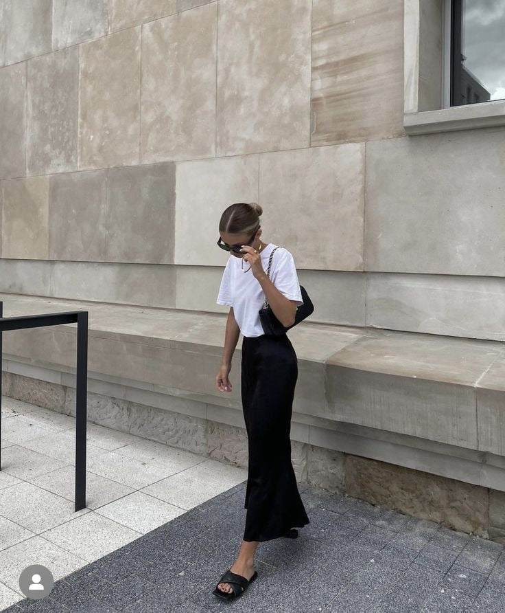 HANNAH - Jupe longue en satin