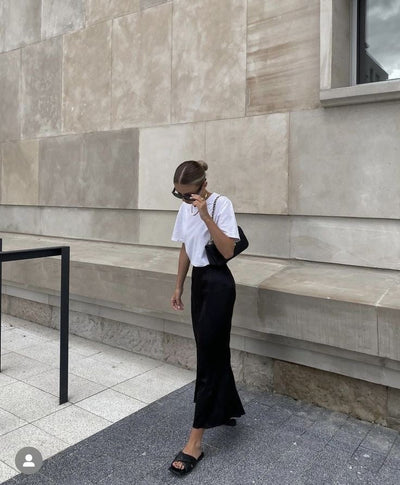 HANNAH - Jupe longue en satin