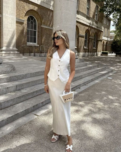 HANNAH - Jupe longue en satin