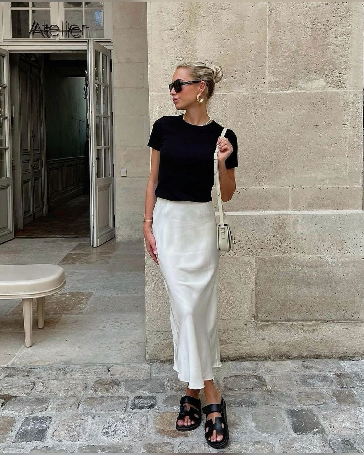 HANNAH - Jupe longue en satin