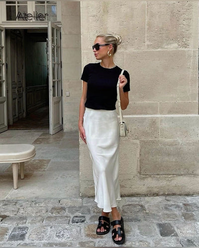 HANNAH - Jupe longue en satin