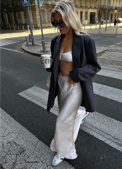 HANNAH - Jupe longue en satin