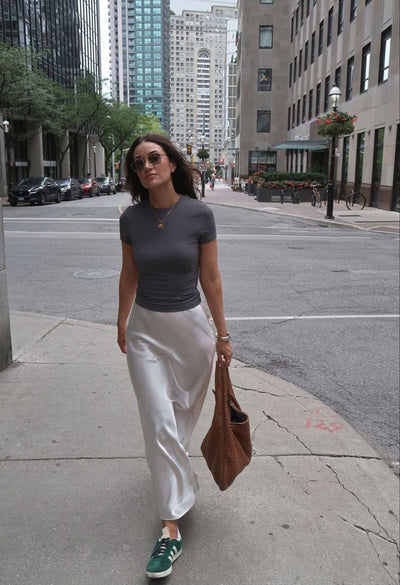 HANNAH - Jupe longue en satin