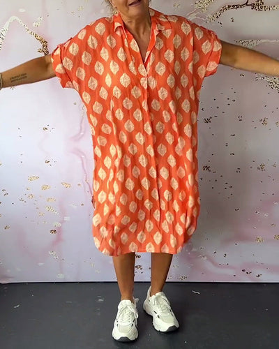 EBBA - Lockere Frühlingskleid mit Reverskragen und kurzen Ärmeln