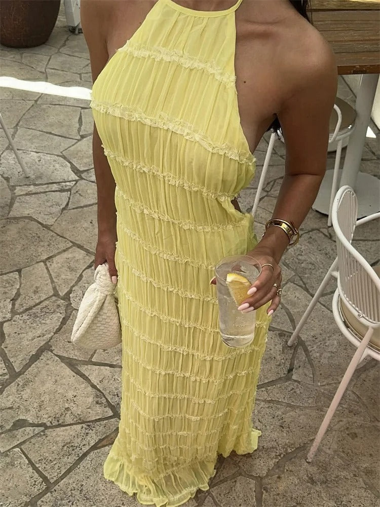 MONIQUE - Elegantes Halter-Maxikleid mit offenem Rücken