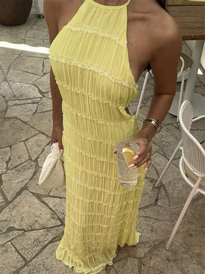 MONIQUE - Elegantes Halter-Maxikleid mit offenem Rücken