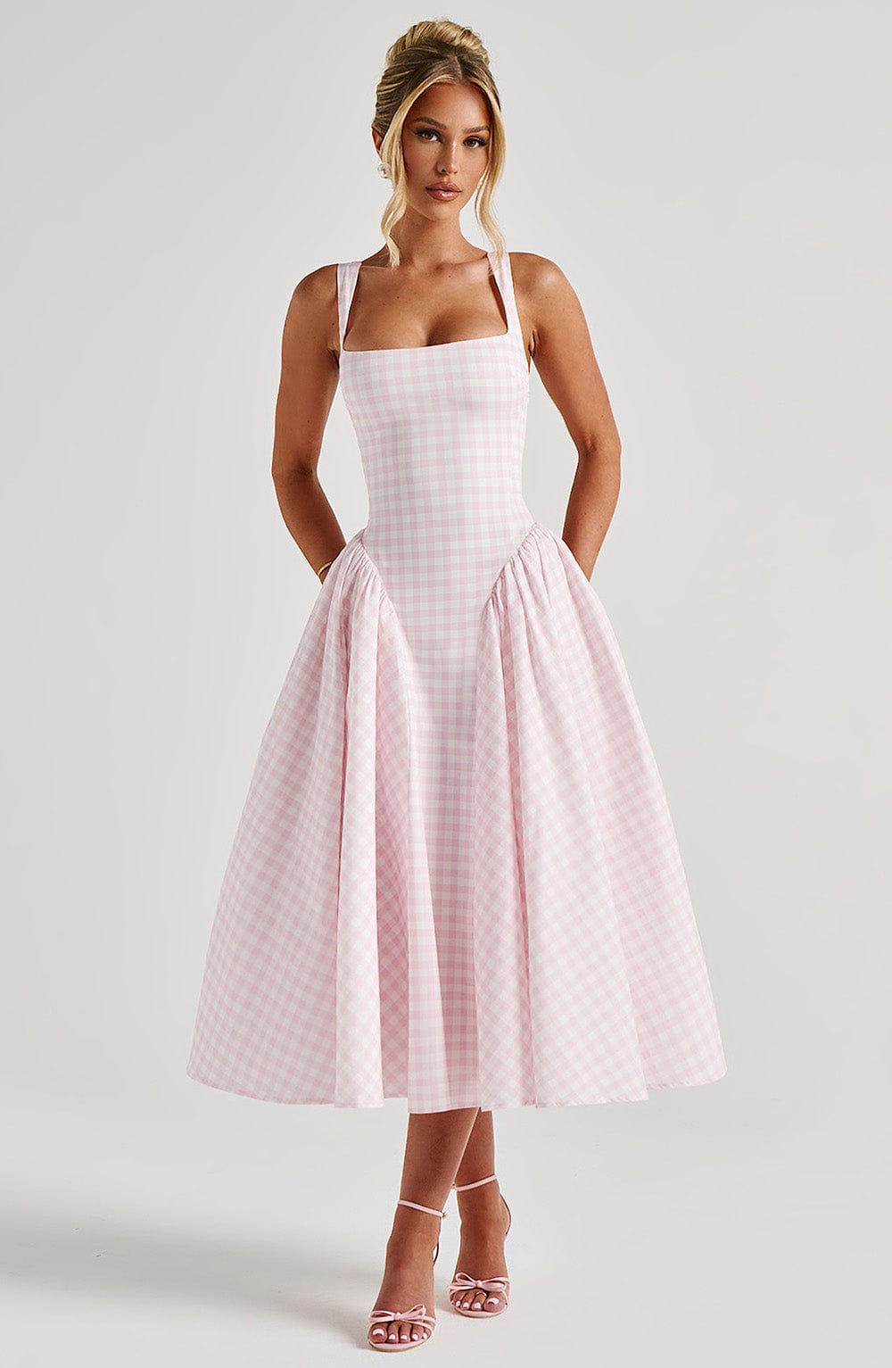 SHERRIE - Robe midi à carreaux vichy