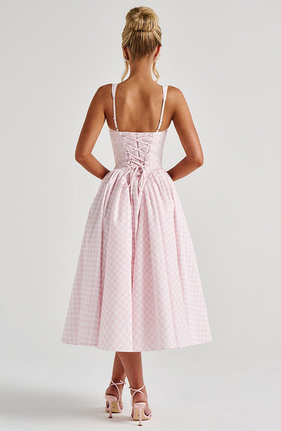 SHERRIE - Robe midi à carreaux vichy