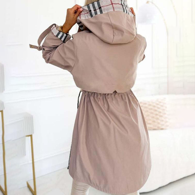 HANNA - Hoodie mit Kordelzug in der Taille und Reißverschluss